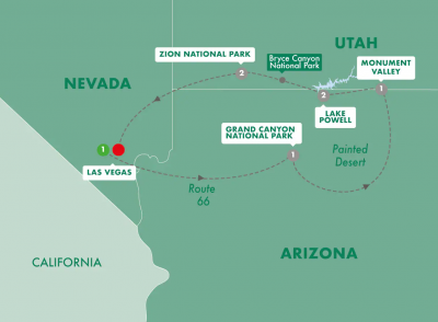 Map showing the Tour regions